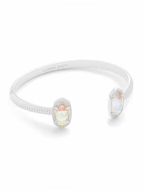 Kendra Scott Elton Silver Cuff Bracelet in Dichroic Glass NWT